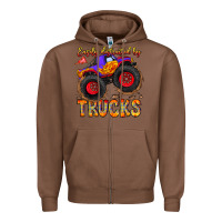 Chestnut Easily Distracted By Trucks Zipper Hoodie - CowhideDigitalArt