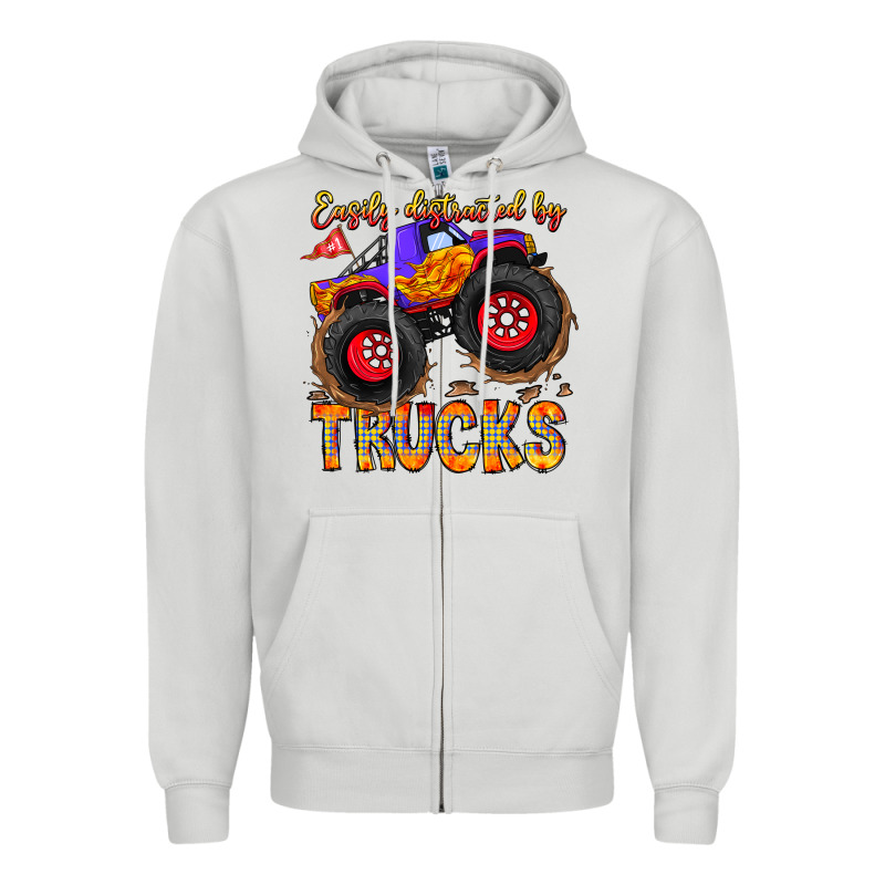 Easily Distracted By Trucks Zipper Hoodie by CowhideDigitalArt | Teevron