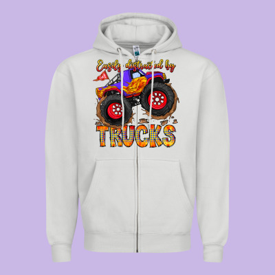 Easily Distracted By Trucks Zipper Hoodie Designed By Cowhidedigitalart