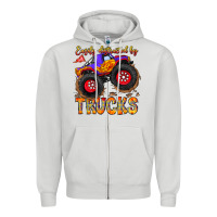 Dove Grey Easily Distracted By Trucks Zipper Hoodie - CowhideDigitalArt