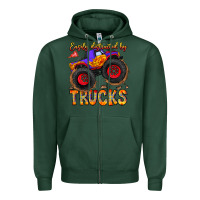 Sports Green Easily Distracted By Trucks Zipper Hoodie - CowhideDigitalArt