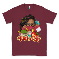 Burgundy afro woman teacher life Classic Tee - NancyCooperArtShop