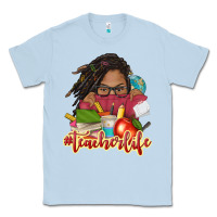 Dusty Blue afro woman teacher life Classic Tee - NancyCooperArtShop