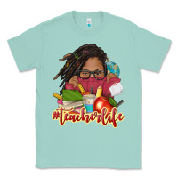 Seafoam afro woman teacher life Classic Tee - NancyCooperArtShop