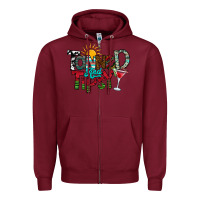 Burgundy Tanned And Tipsy Zipper Hoodie - CowhideDigitalArt