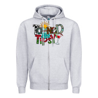Heather Grey Tanned And Tipsy Zipper Hoodie - CowhideDigitalArt