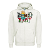 Oatmeal Heather Tanned And Tipsy Zipper Hoodie - CowhideDigitalArt