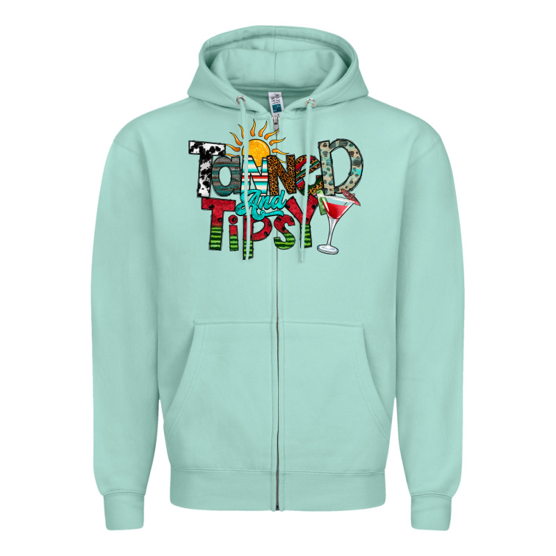 Tanned And Tipsy Zipper Hoodie by CowhideDigitalArt | Teevron