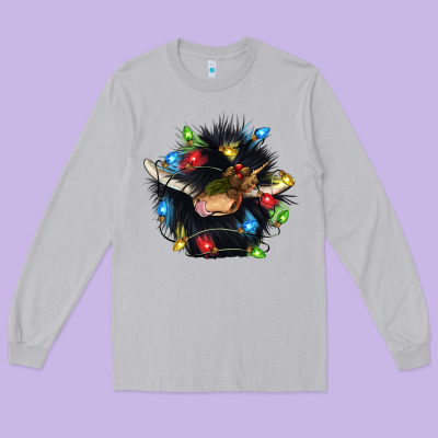 Christmas Black Angus Gnome Long Sleeve Tee Designed By Cowgirlartshop