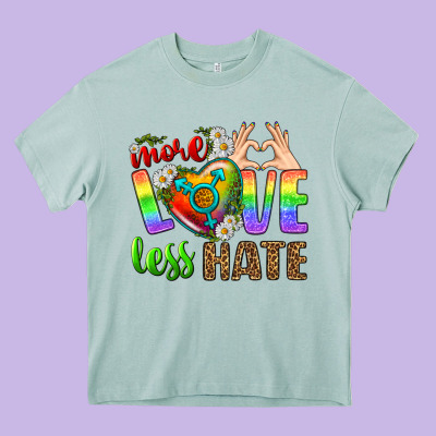 More Love Less Hate Lgbtq Heavy Core Tee Designed By Bundleandbundleshop