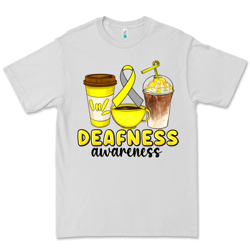 Deafness Awareness Coffee Cups Premium Tee by Artiststas | Teevron