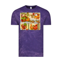 Cloud Purple Hello Fall pumpkins Vintage Tee - NancyCooperArtShop
