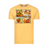Vintage Mustard Hello Fall pumpkins Vintage Tee - NancyCooperArtShop