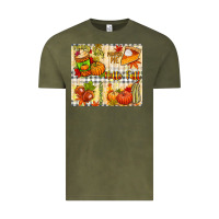 Vintage Olive Hello Fall pumpkins Vintage Tee - NancyCooperArtShop