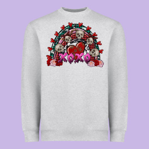 Skull Xoxo Rainbow Valentine's Day Heavyweight Sweatshirt Designed By Fadigitalartstudio