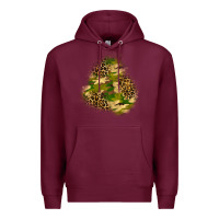Burgundy camouflage and leopard patch  3 Premium Hoodie - BundleAndBundleShop