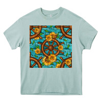 Arona Lake Boat Rudder And Sunflowers Seamless Pattern Heavy Core Tee - BundleAndBundleShop