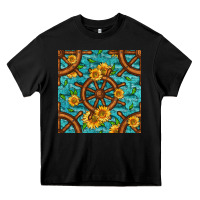 Black Lake Boat Rudder And Sunflowers Seamless Pattern Heavy Core Tee - BundleAndBundleShop