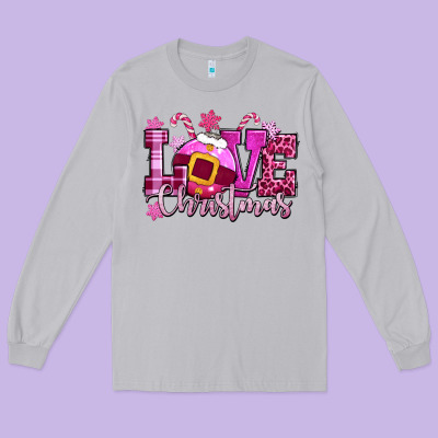 Love Christmas Pink Long Sleeve Tee Designed By Cowgirlartshop
