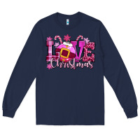 Navy love christmas pink Long Sleeve Tee - CowGirlArtShop