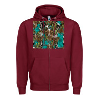 Burgundy Longhorn Pattern Zipper Hoodie - CowhideDigitalArt