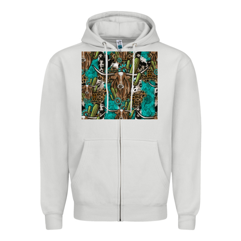 Longhorn Pattern Zipper Hoodie by CowhideDigitalArt | Teevron