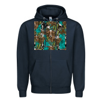 Navy Longhorn Pattern Zipper Hoodie - CowhideDigitalArt
