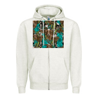 Oatmeal Heather Longhorn Pattern Zipper Hoodie - CowhideDigitalArt