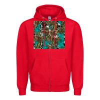Red Longhorn Pattern Zipper Hoodie - CowhideDigitalArt