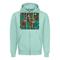 Seafoam Longhorn Pattern Zipper Hoodie - CowhideDigitalArt