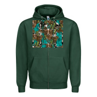Sports Green Longhorn Pattern Zipper Hoodie - CowhideDigitalArt