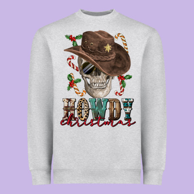 Howdy Christmas Skull Heavyweight Sweatshirt Designed By Fadigitalartstudio