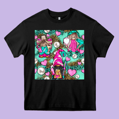 Hairdresser Gnomes With Hearts And Pearls With Leopard Heavy Core Tee Designed By Bundleandbundleshop