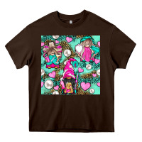 Chocolate Brown Hairdresser Gnomes With Hearts And Pearls With Leopard Heavy Core Tee - BundleAndBundleShop