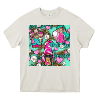 Cream Hairdresser Gnomes With Hearts And Pearls With Leopard Heavy Core Tee - BundleAndBundleShop