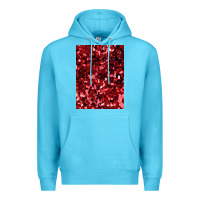 Ocean Blue red glitter party sequins Premium Hoodie - lanVoArt