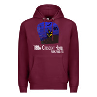 Burgundy 1886 Crescent Hotel Eureka Springs Arkansas USA Halloween Haunted Bat  Premium Hoodie - lanVoArt