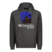 Charcoal Heather 1886 Crescent Hotel Eureka Springs Arkansas USA Halloween Haunted Bat  Premium Hoodie - lanVoArt