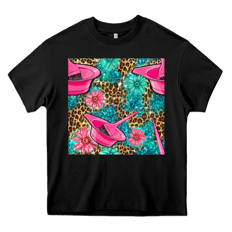 Hairdresser Hair Color Mixing Bowl And Dye Brush With Flowers And Leop Heavy Core Tee by BundleAndBundleShop | Teevron