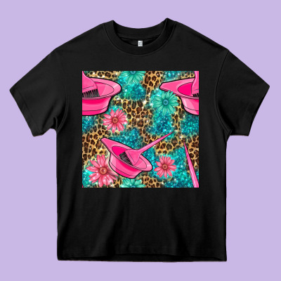 Hairdresser Hair Color Mixing Bowl And Dye Brush With Flowers And Leop Heavy Core Tee Designed By Bundleandbundleshop