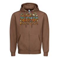 Chestnut Thankful Blessed And Kind Of A Mess Zipper Hoodie - CowhideDigitalArt