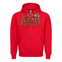 Red Thankful Blessed And Kind Of A Mess Zipper Hoodie - CowhideDigitalArt