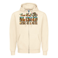 Sandshell Thankful Blessed And Kind Of A Mess Zipper Hoodie - CowhideDigitalArt