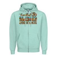 Seafoam Thankful Blessed And Kind Of A Mess Zipper Hoodie - CowhideDigitalArt