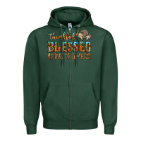 Sports Green Thankful Blessed And Kind Of A Mess Zipper Hoodie - CowhideDigitalArt