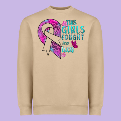 This Girls Fought And Won Cancer Heavyweight Sweatshirt Designed By Bundleandbundleshop