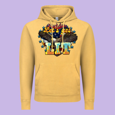 Let's Get Lit America Eagle 4th Of July Vintage Hoodie Designed By Howdyjamesfarm
