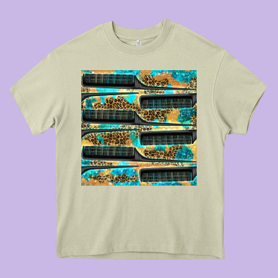 Hairdresser Parting Comb With Leopard And Glitter Seamless Pattern Bbs Heavy Core Tee Designed By Bundleandbundleshop