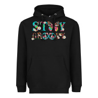 Black stay groovy with butterfly peace sign and flowers Heavyweight Hoodie - Artiststas