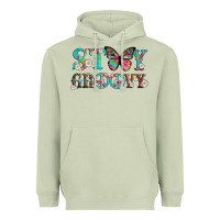 Matcha stay groovy with butterfly peace sign and flowers Heavyweight Hoodie - Artiststas